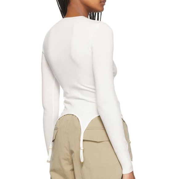 Dion Lee White Viscose Garter Long Sleeve T-Shirt Top NWOT - Picture 3 of 7
